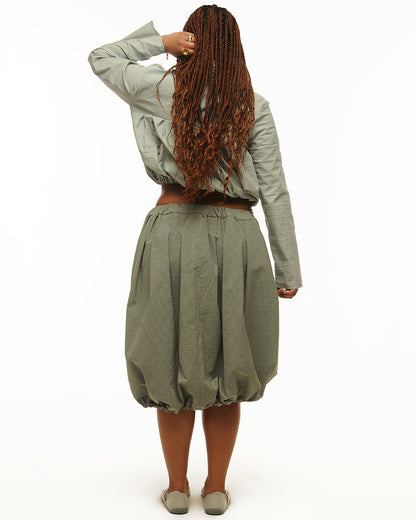 Box pleat midi skirt