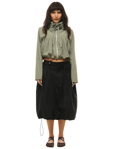 Box pleat midi skirt