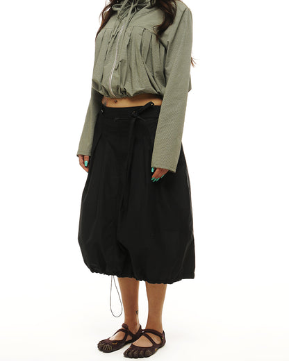 Box pleat midi skirt
