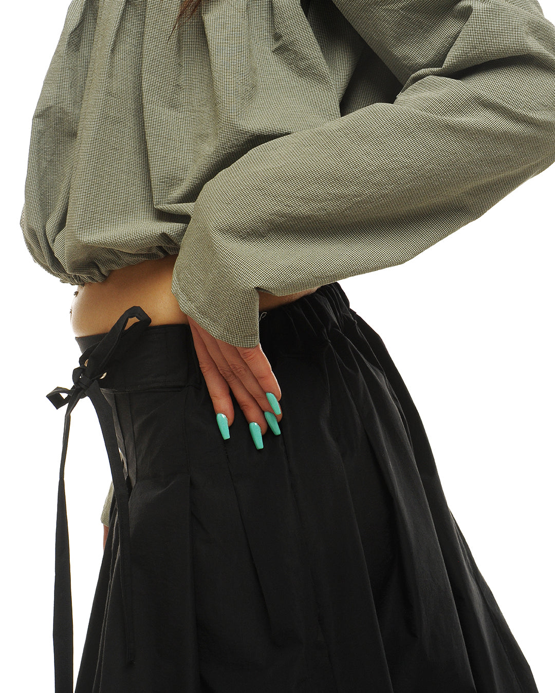 Box pleat midi skirt