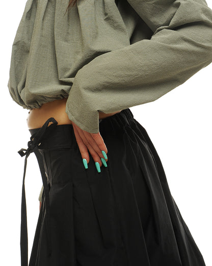 Box pleat midi skirt