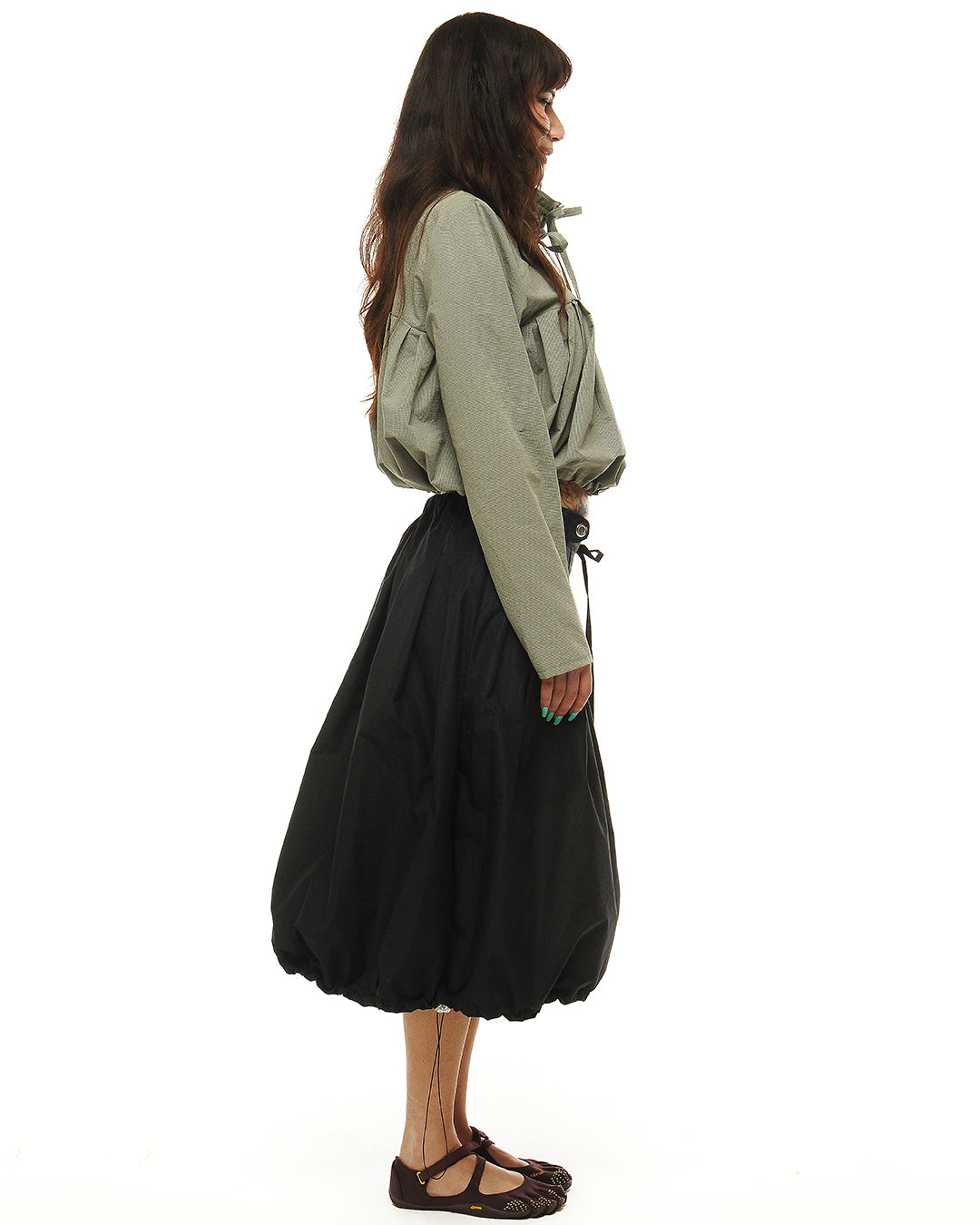 Box pleat midi skirt