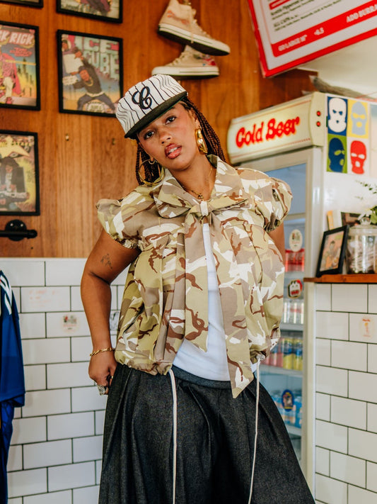 Bow bubble sleeve jacket