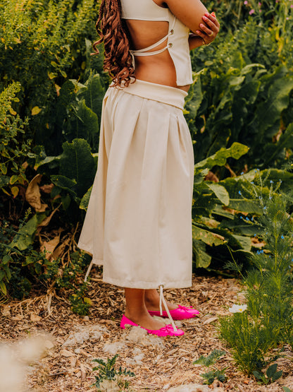 Rib box pleat culottes