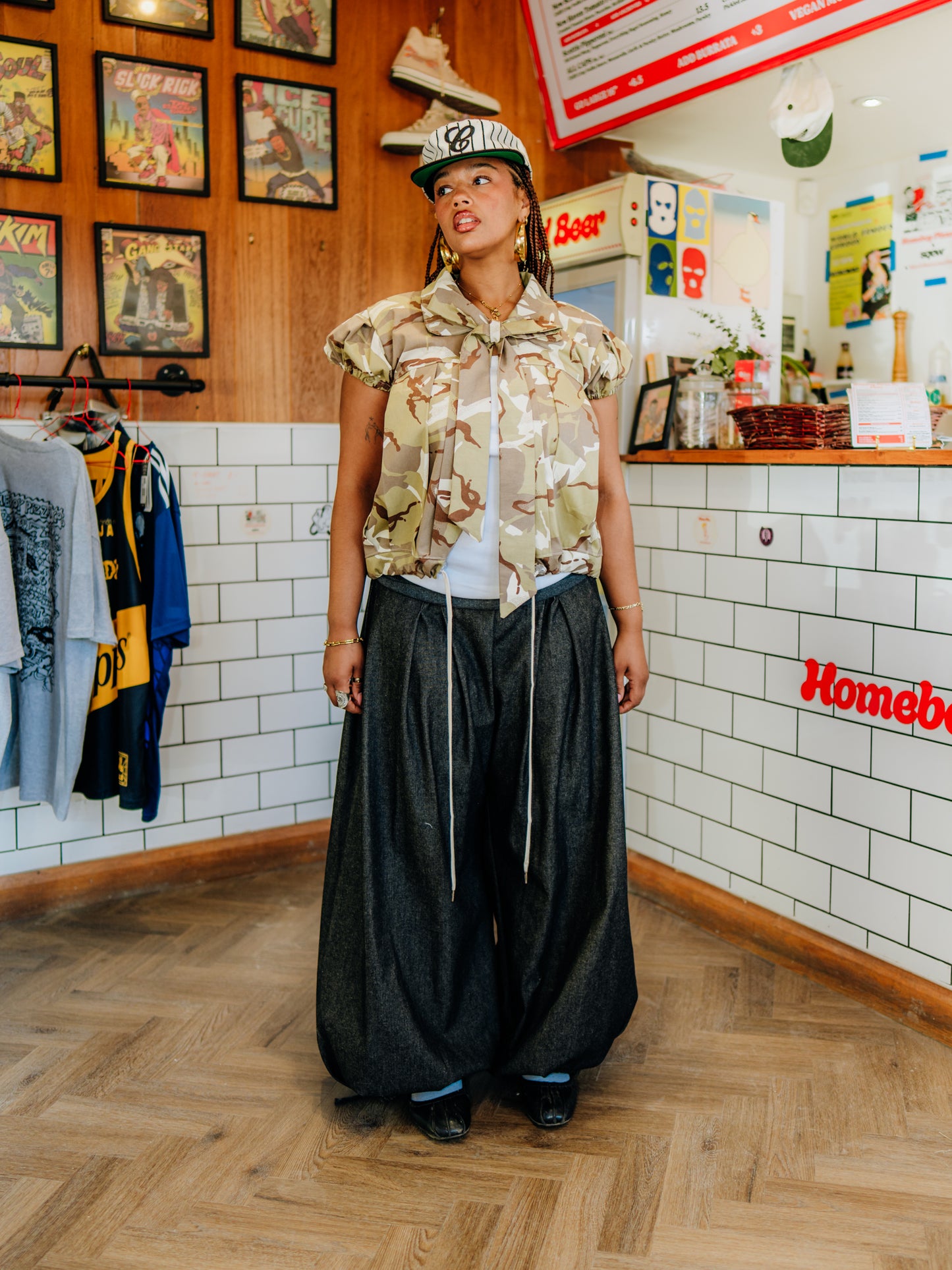 Rib box pleat baggies