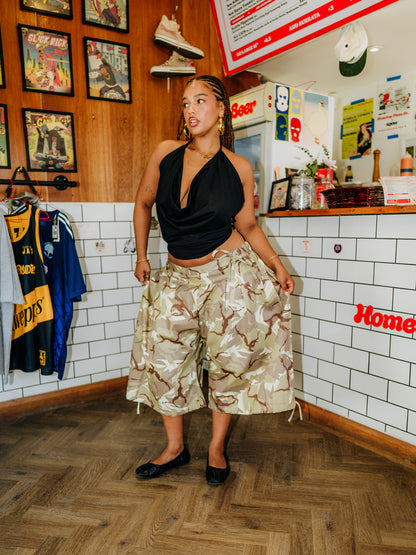 Camo box pleat culottes