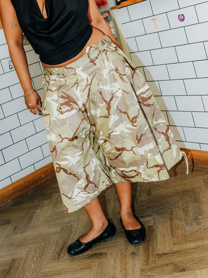 Camo box pleat culottes