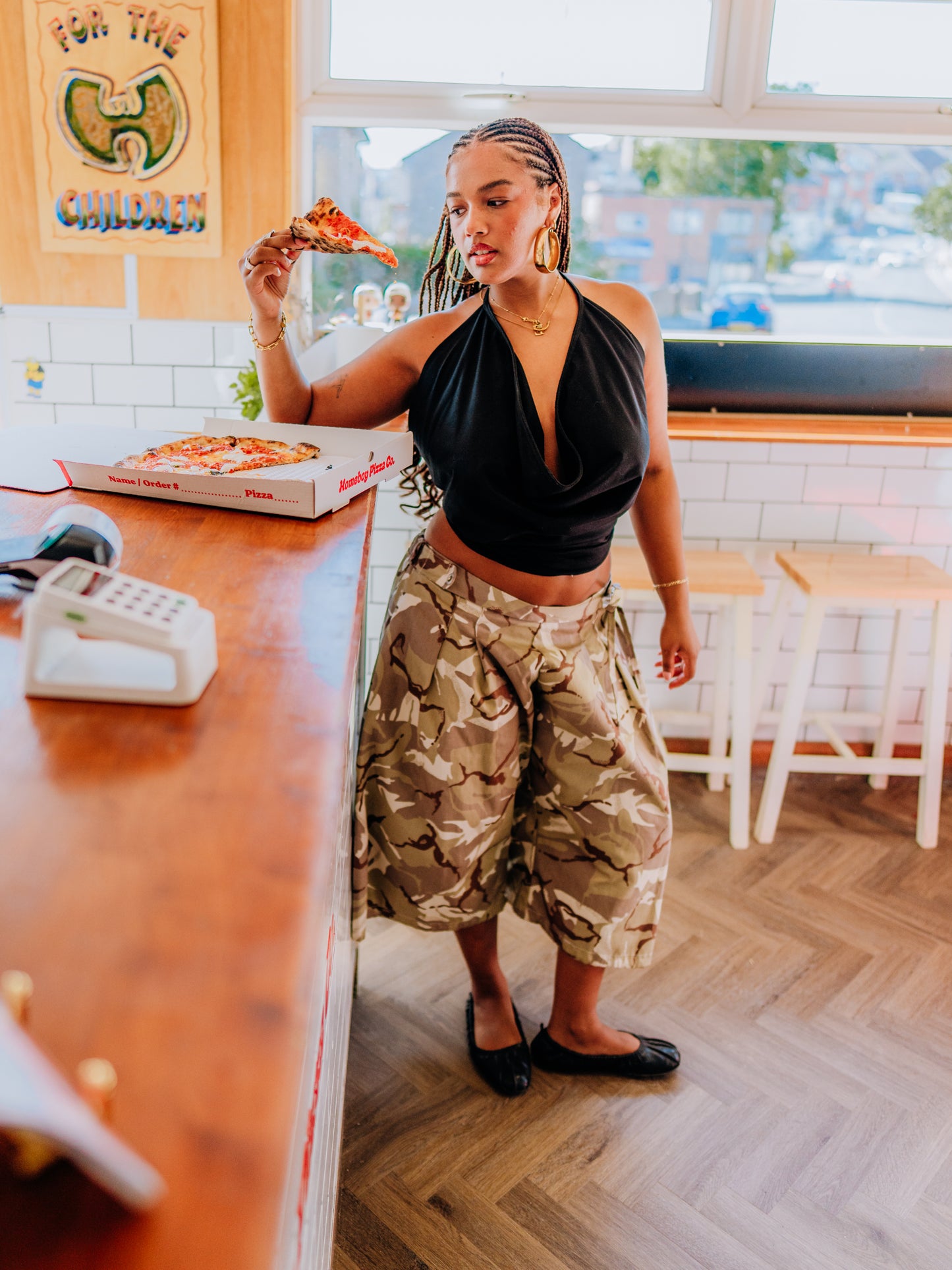 Camo box pleat culottes